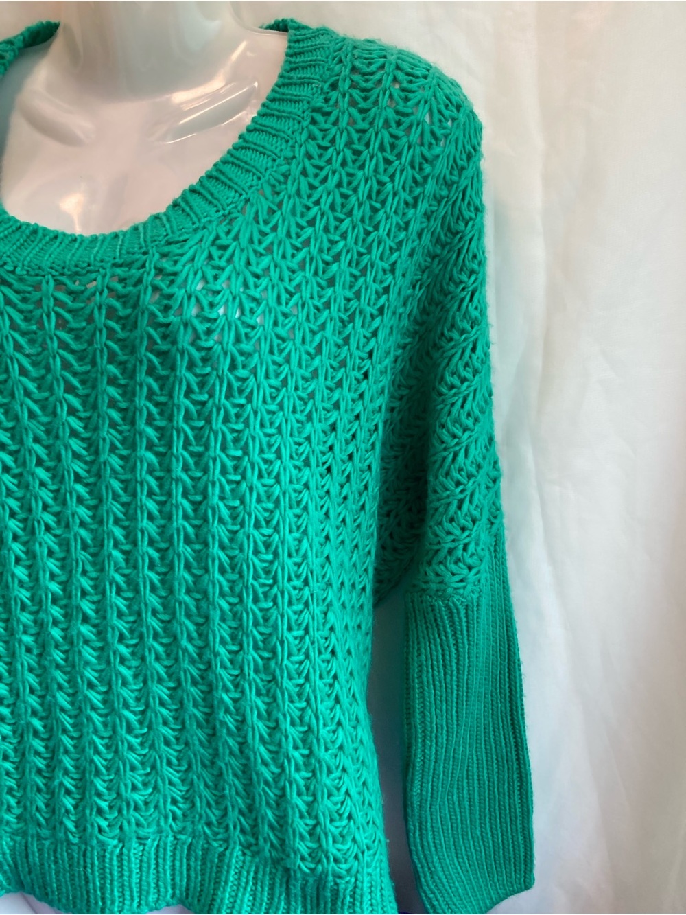 UK2LA Teal Green Textured Crewneck Knit Sweater L